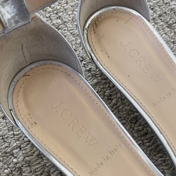 J. Crew Mirror Lillian Silver Metallic Wedge Sandals 6.5M - Picture 10 of 12